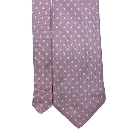 Vintage Brooks Brothers Pink & White Polka Dot Silk Necktie - Picture 3 of 7